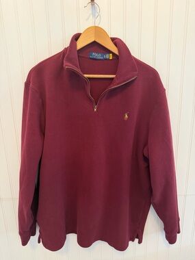 Ralph Lauren Men's Wine Quarter-Zip Pullover with Polo Pony
